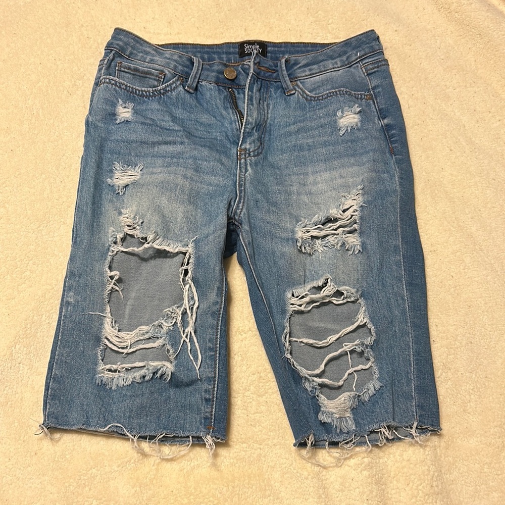 Ripped knee shorts